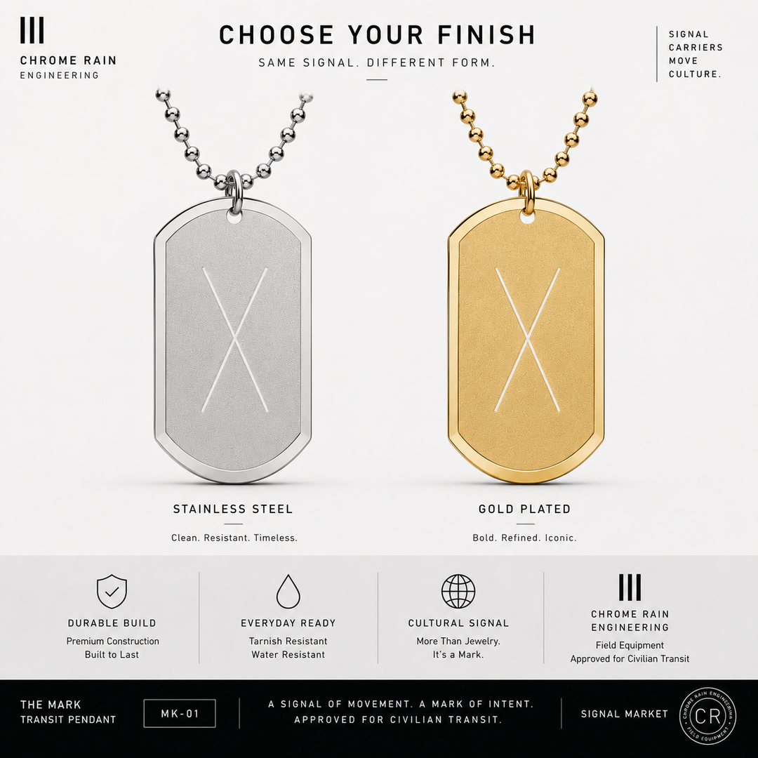 THE MARK finish options - stainless steel and gold plated