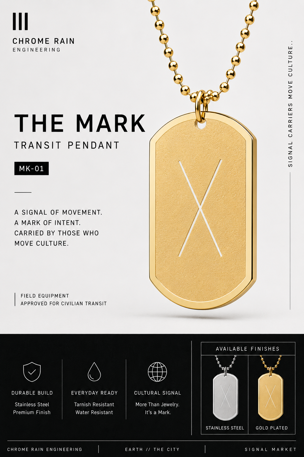 THE MARK Transit Pendant hero image for Chrome Rain Engineering Signal Market